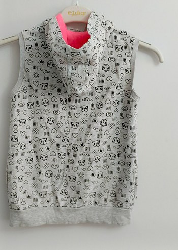 Lcw 10 11,yas Kız Çocuk Gri Kapüşonlu Fermuarlı Yelek - Görsel 7