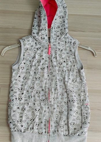 Lcw 10 11,yas Kız Çocuk Gri Kapüşonlu Fermuarlı Yelek - Görsel 14