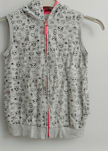Lcw 10 11,yas Kız Çocuk Gri Kapüşonlu Fermuarlı Yelek - Görsel 5