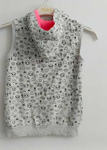 Lcw 10 11,yas Kız Çocuk Gri Kapüşonlu Fermuarlı Yelek - Görsel 3