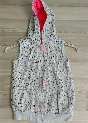 Lcw 10 11,yas Kız Çocuk Gri Kapüşonlu Fermuarlı Yelek - Görsel 11