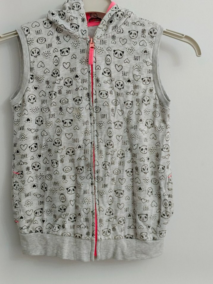 Lcw 10 11,yas Kız Çocuk Gri Kapüşonlu Fermuarlı Yelek - Görsel 5