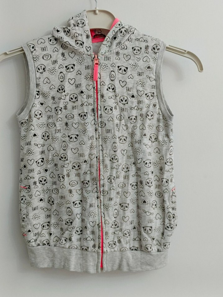 Lcw 10 11,yas Kız Çocuk Gri Kapüşonlu Fermuarlı Yelek - Görsel 4