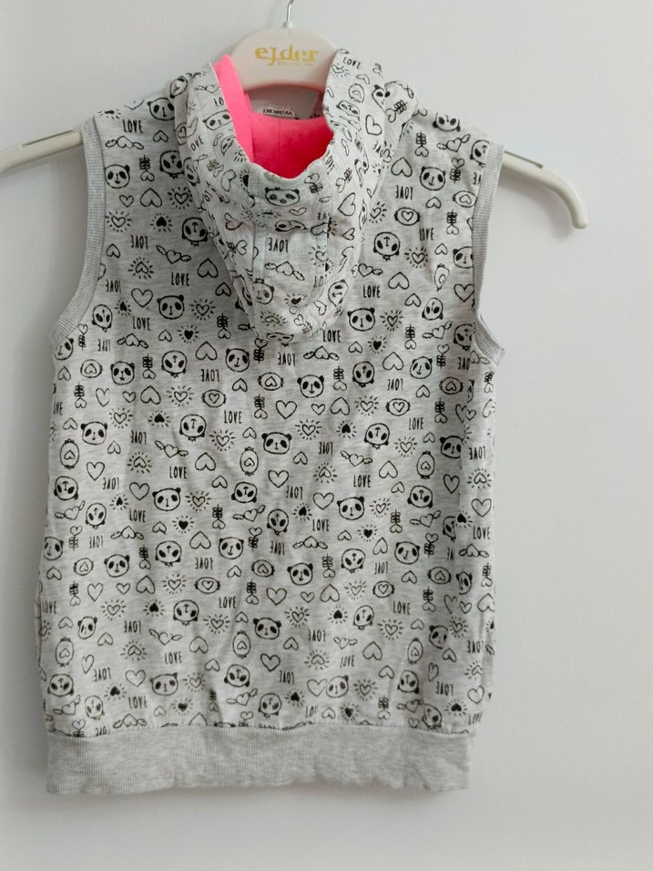 Lcw 10 11,yas Kız Çocuk Gri Kapüşonlu Fermuarlı Yelek - Görsel 3