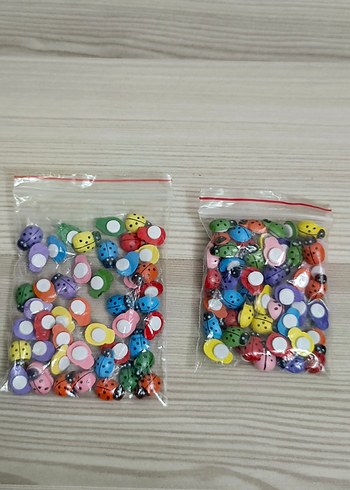 Sıfır paketli Renkli Uğur Böceği Tırnak Süsleri - Görsel 2