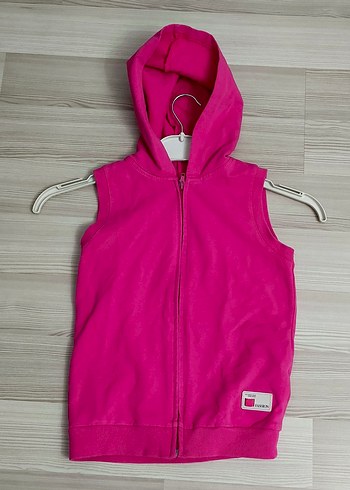 Civil 7 8 yaş Kız Çocuk Kapüşonlu Fermuarlı Pembe Yelek - Görsel 4