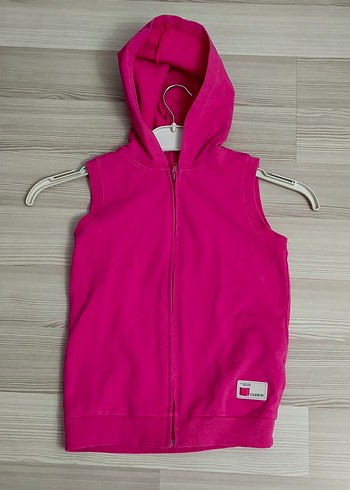 Civil 7 8 yaş Kız Çocuk Kapüşonlu Fermuarlı Pembe Yelek - Görsel 13