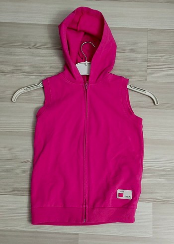 Civil 7 8 yaş Kız Çocuk Kapüşonlu Fermuarlı Pembe Yelek - Görsel 14