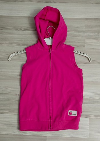 Civil 7 8 yaş Kız Çocuk Kapüşonlu Fermuarlı Pembe Yelek - Görsel 5