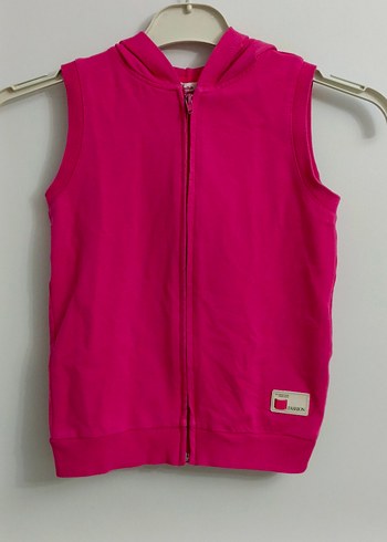 Civil 7 8 yaş Kız Çocuk Kapüşonlu Fermuarlı Pembe Yelek - Görsel 3