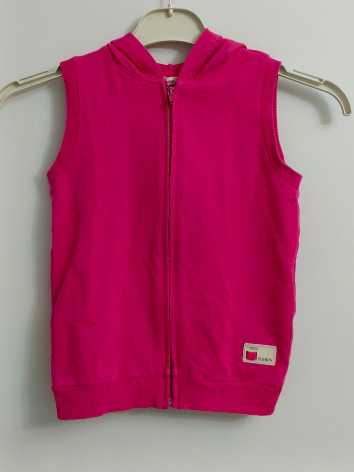 Civil 7 8 yaş Kız Çocuk Kapüşonlu Fermuarlı Pembe Yelek - Görsel 2