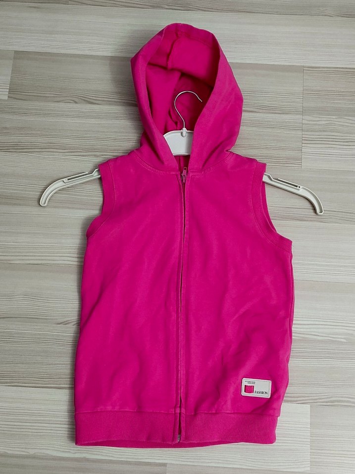 Civil 7 8 yaş Kız Çocuk Kapüşonlu Fermuarlı Pembe Yelek - Görsel 4