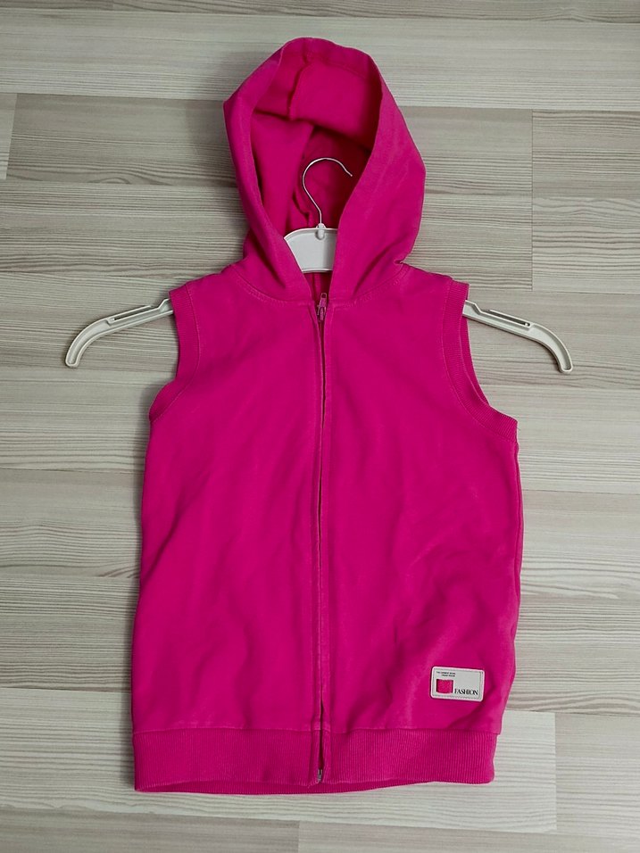 Civil 7 8 yaş Kız Çocuk Kapüşonlu Fermuarlı Pembe Yelek - Görsel 5