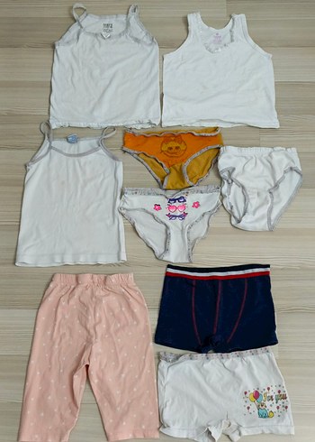 Çocuk İç Giyim Seti Beyaz ve Renkli 9 parça 1 2 yas - Görsel 5