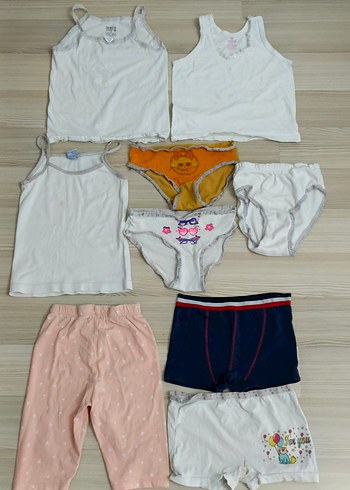 Çocuk İç Giyim Seti Beyaz ve Renkli 9 parça 1 2 yas - Görsel 6