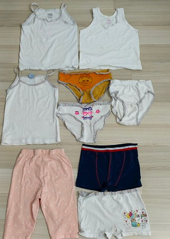 Çocuk İç Giyim Seti Beyaz ve Renkli 9 parça 1 2 yas - Görsel 13