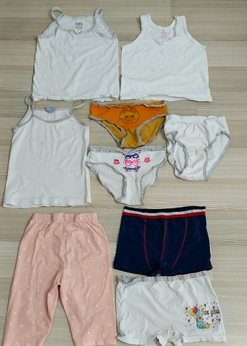 Çocuk İç Giyim Seti Beyaz ve Renkli 9 parça 1 2 yas - Görsel 15