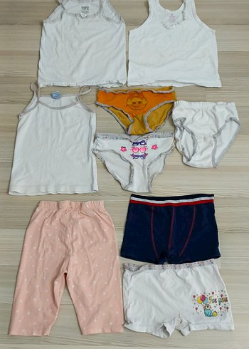 Çocuk İç Giyim Seti Beyaz ve Renkli 9 parça 1 2 yas - Görsel 16