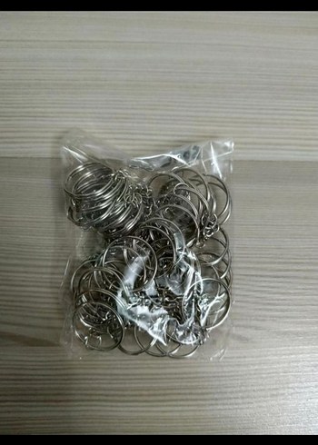 Sıfır 50 adet zincirli Gri Metal Anahtarlık Halkaları - Görsel 6