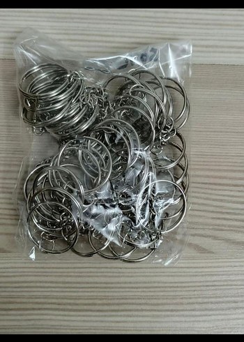 Sıfır 50 adet zincirli Gri Metal Anahtarlık Halkaları - Görsel 5