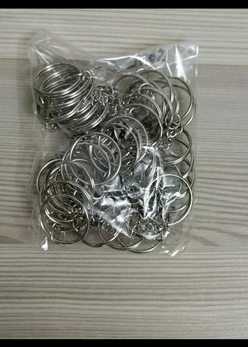 Sıfır 50 adet zincirli Gri Metal Anahtarlık Halkaları - Görsel 3
