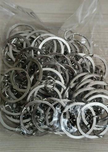 Sıfır 50 adet ezme metal Gri Erkek Anahtarlık Halkaları - Görsel 2