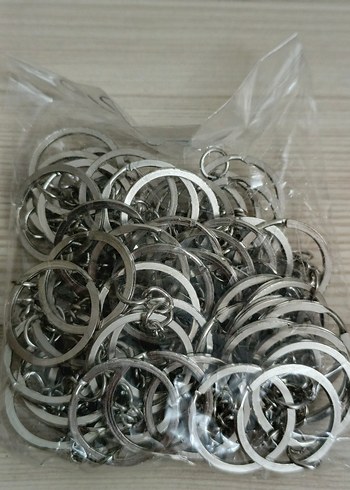 Sıfır 50 adet ezme metal Gri Erkek Anahtarlık Halkaları - Görsel 5