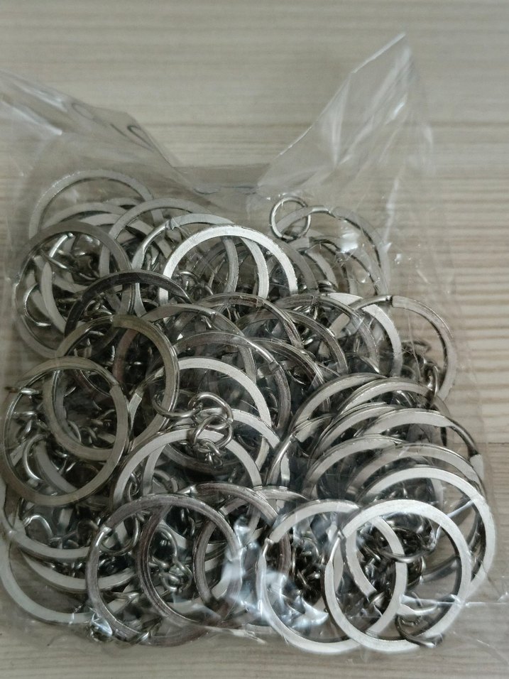 Sıfır 50 adet ezme metal Gri Erkek Anahtarlık Halkaları - Görsel 3