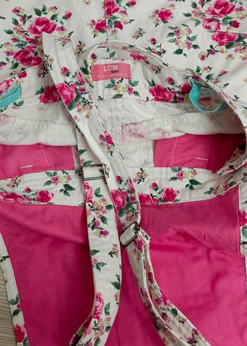 LCW Wakiki 10 11 yaş Çiçekli Pembe Kız Tulum Elbise - Görsel 3