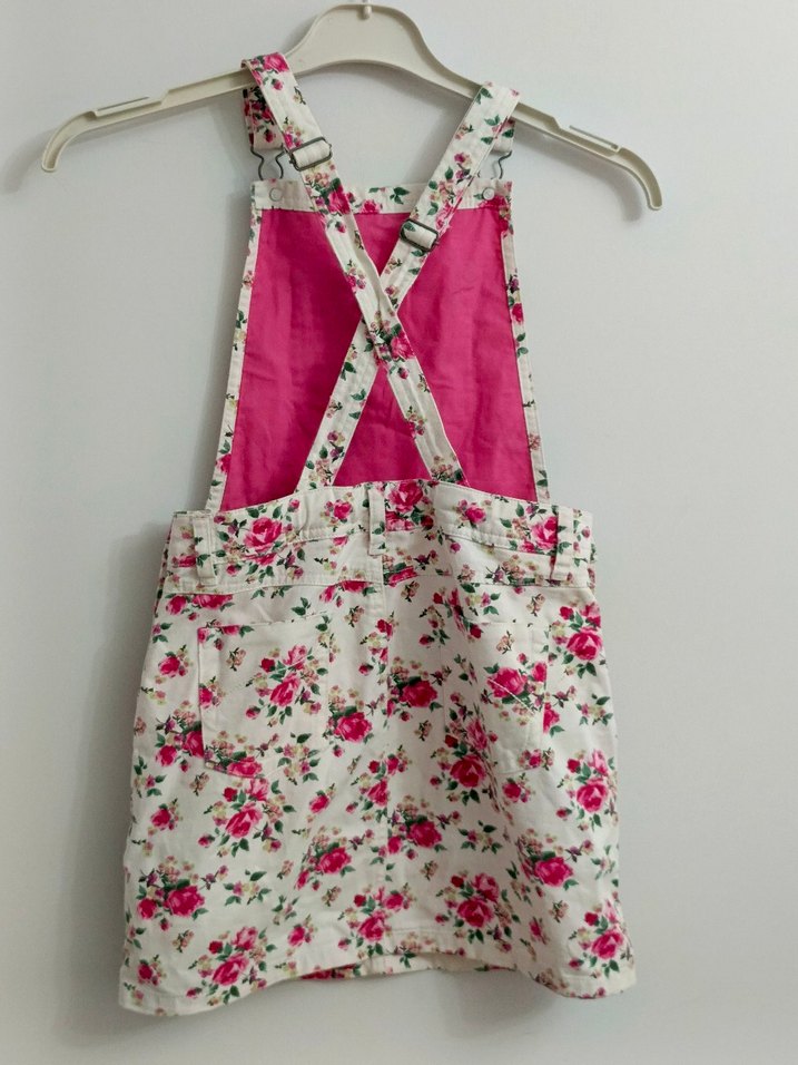 LCW Wakiki 10 11 yaş Çiçekli Pembe Kız Tulum Elbise - Görsel 5