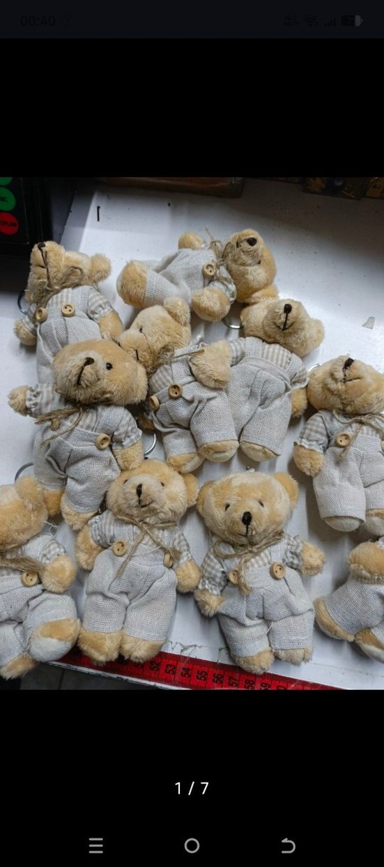 Sıfır 2 adet kız erkek Bej Renkli Peluş Ayı Anahtarlık - Görsel 3