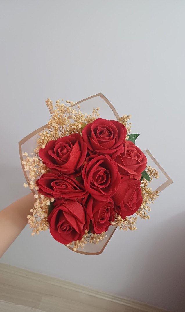 Sıfır 8 li Kırmızı buket güller - Görsel 4