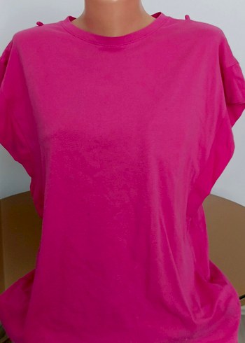 LC Waikiki LCW L XL Pembe Oversize Basic Kadın Tişört