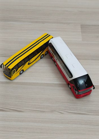 Renkli Oyuncak Otobüsler Seti çek bırak kapıları bagaj acılıyor