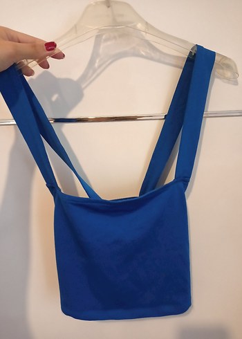 LTB Kare Yaka Mavi Crop Top