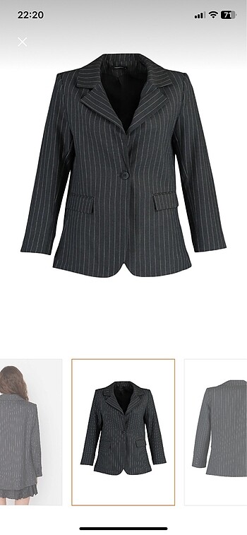 Trendyol & Milla Gri regular astar detaylı dokuma blazer ceket