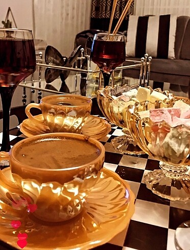 6 adet sarı fincan takımı