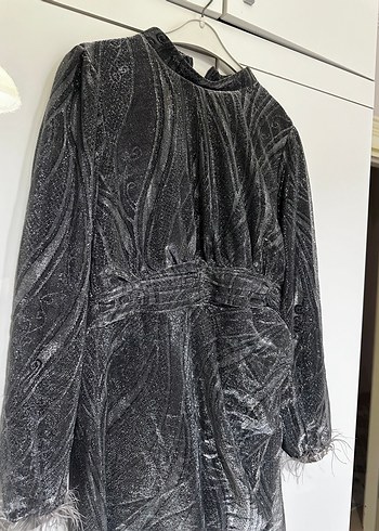 42 Beden Uzun Kollu Siyah Gotik Drapeli Elbise