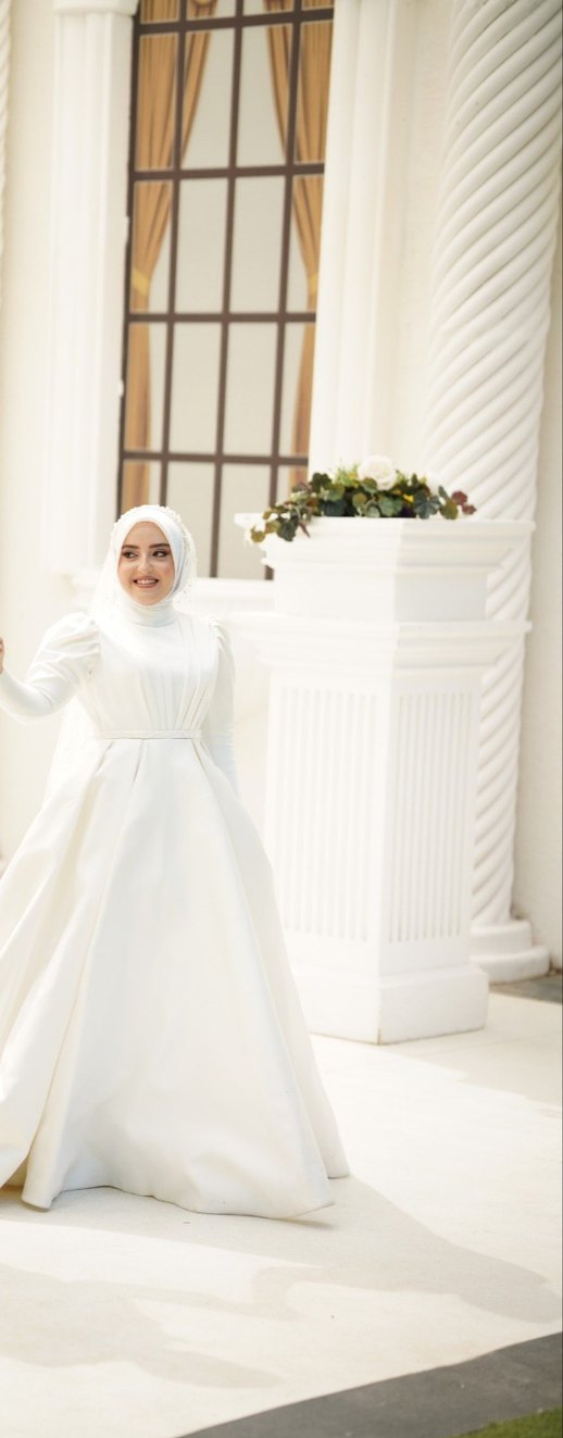 Uzun Kollu, Beyaz A Kesim Gelinlik Özel tasarım - Görsel 4