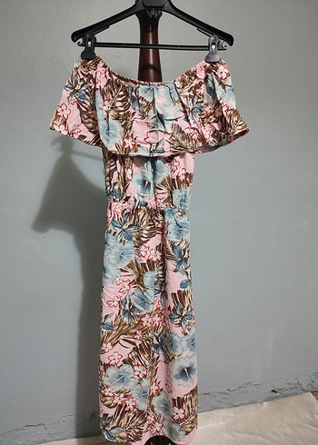 Yakası fırfırlı omzu açık elbise - Görsel 2