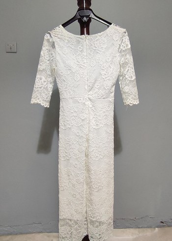 Dantel Detaylı Beyaz Elbise - Görsel 2