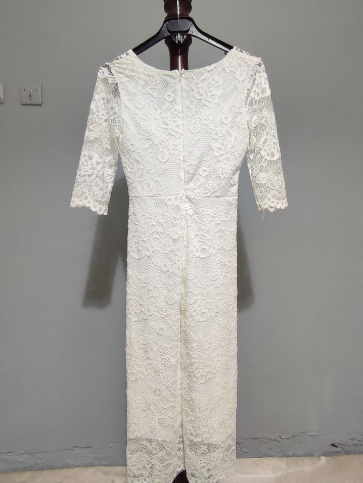 Dantel Detaylı Beyaz Elbise - Görsel 2