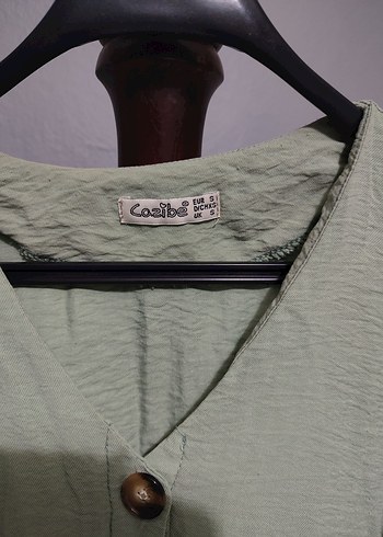 Düğmeli Uzun Keten Kadın Elbise - Görsel 4