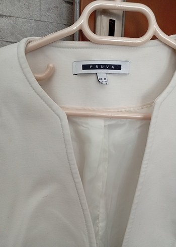 Beyaz Mini Pamuklu Kadın Blazer Ceket - Görsel 3