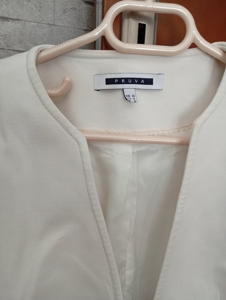 Beyaz Mini Pamuklu Kadın Blazer Ceket - Görsel 3