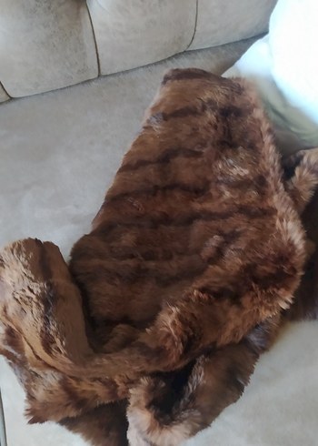 Kahverengi Uzun Kadın Kürk Detaylı etol - Görsel 3