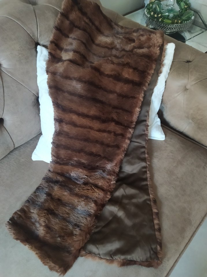 Kahverengi Uzun Kadın Kürk Detaylı etol - Görsel 2