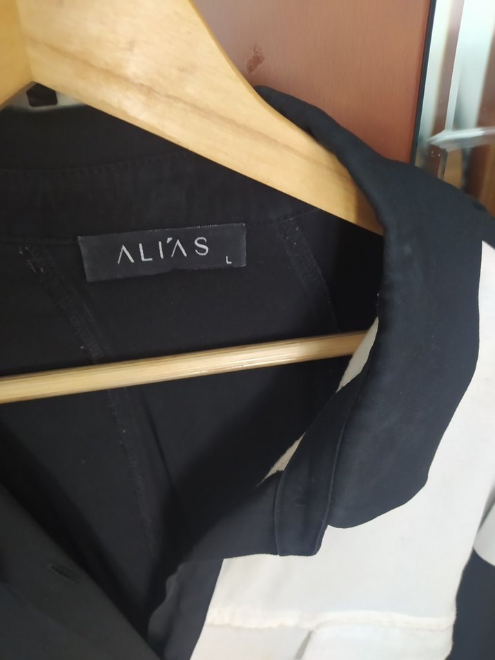 Siyah Beyaz Düğmeli Street Wear Gömlek elbise dız üstü - Görsel 2