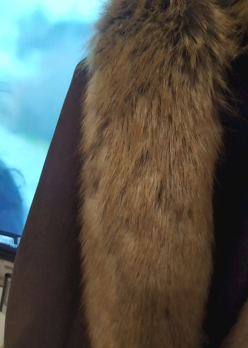 Kahverengi Süet Kadın Uzun Kürklü Kaban - Görsel 3