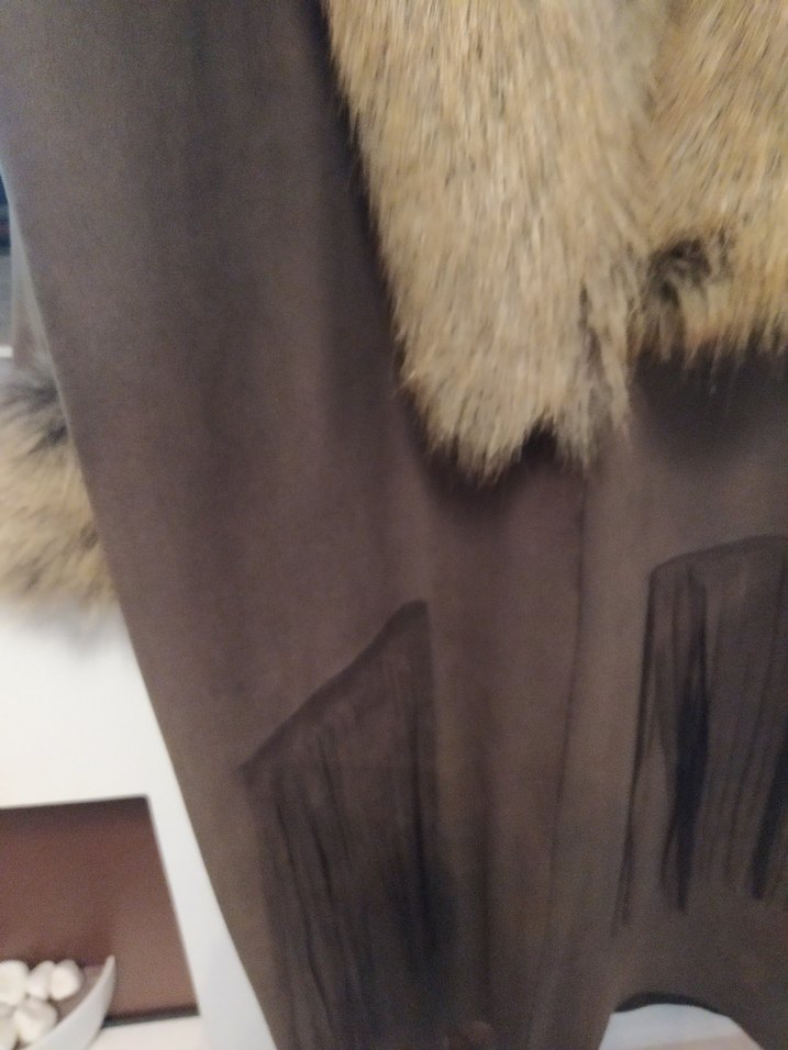 Kahverengi Süet Kadın Uzun Kürklü Kaban - Görsel 2